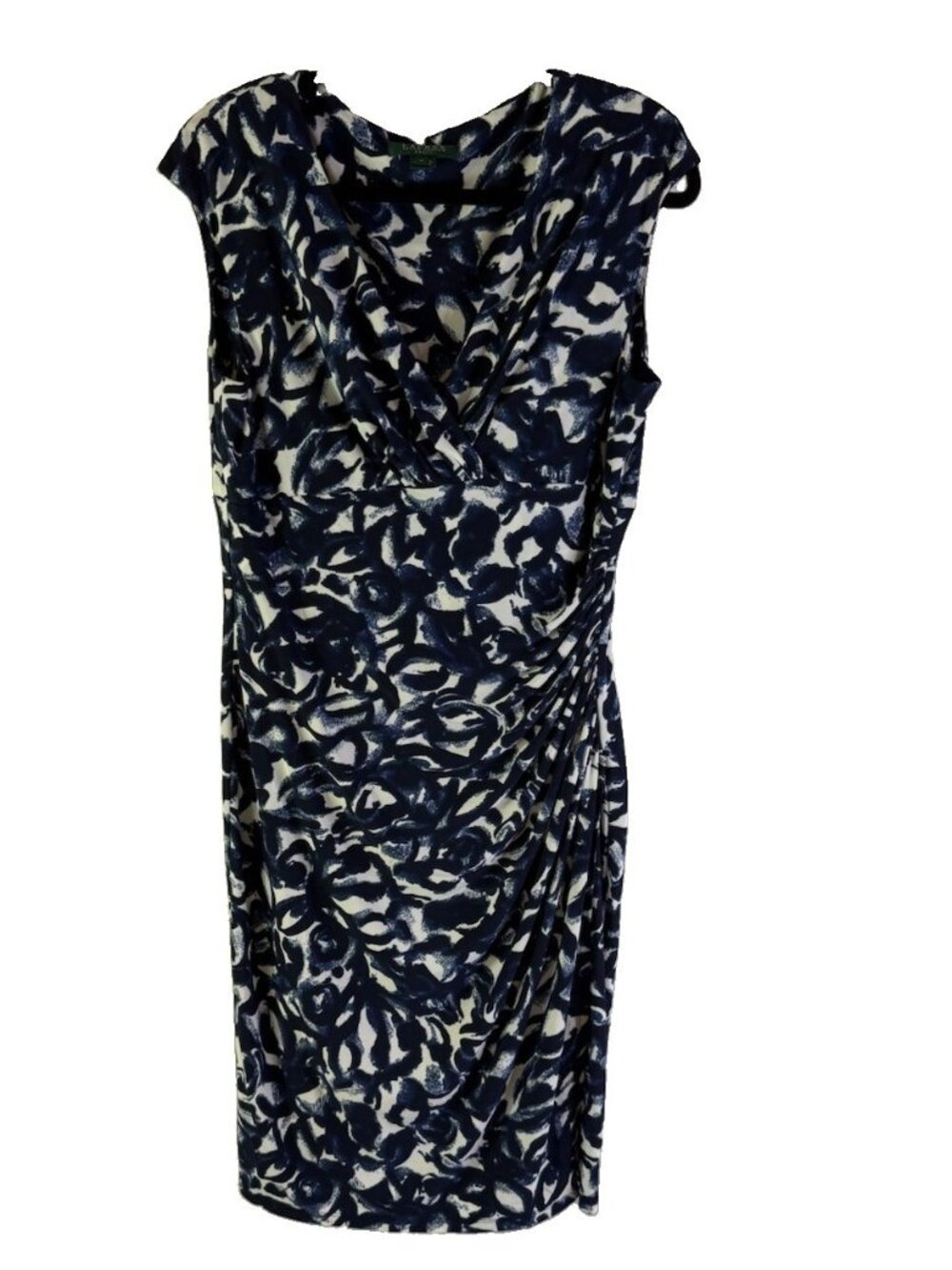 Lauren Ralph Lauren Dress Faux Wrap Ruched Floral Slinky